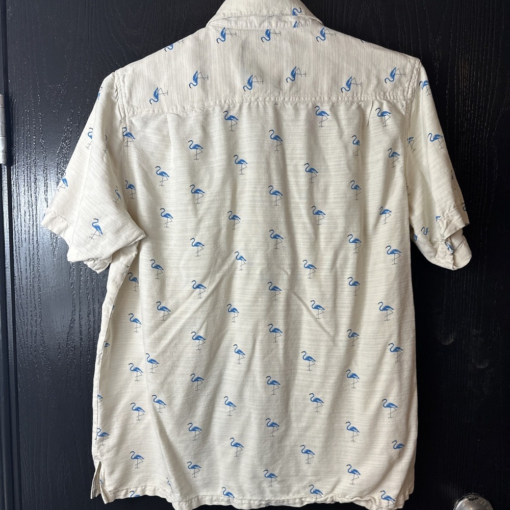Island Republic Vintage Collection Men Flamingo Print Short Sleeve Silk Shirt XL - Picture 4 of 8